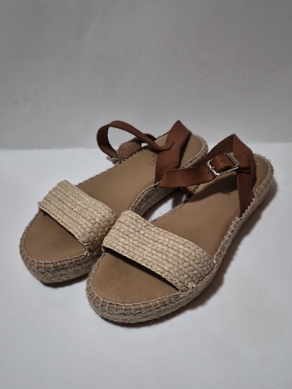 PASEART Women’s Tan Espadrille Sandals with Braided Strap Size 40EU/9US